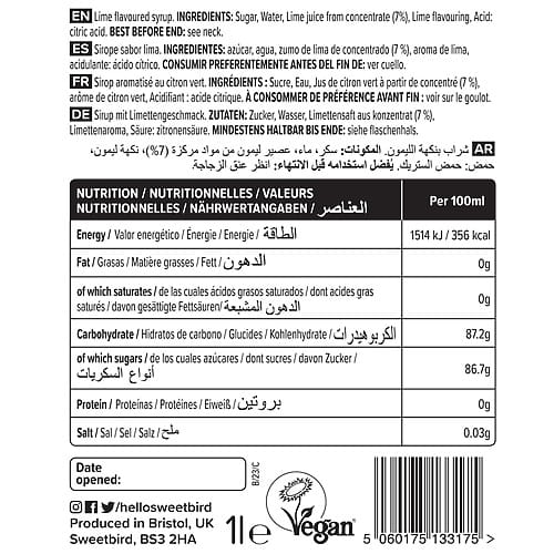Sweetbird Lime Fruit Syrup (1 Litre)