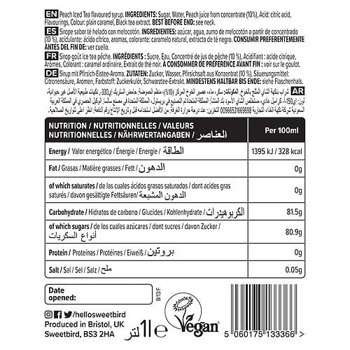 Sweetbird Peach Iced Tea Syrup (1 Litre)
