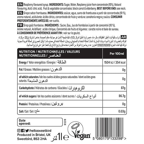Sweetbird Raspberry Fruit Syrup (1 Litre)
