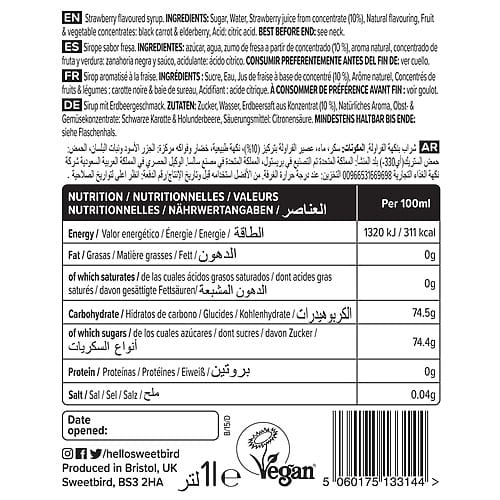 Sweetbird Strawberry Fruit Syrup (1 Litre)