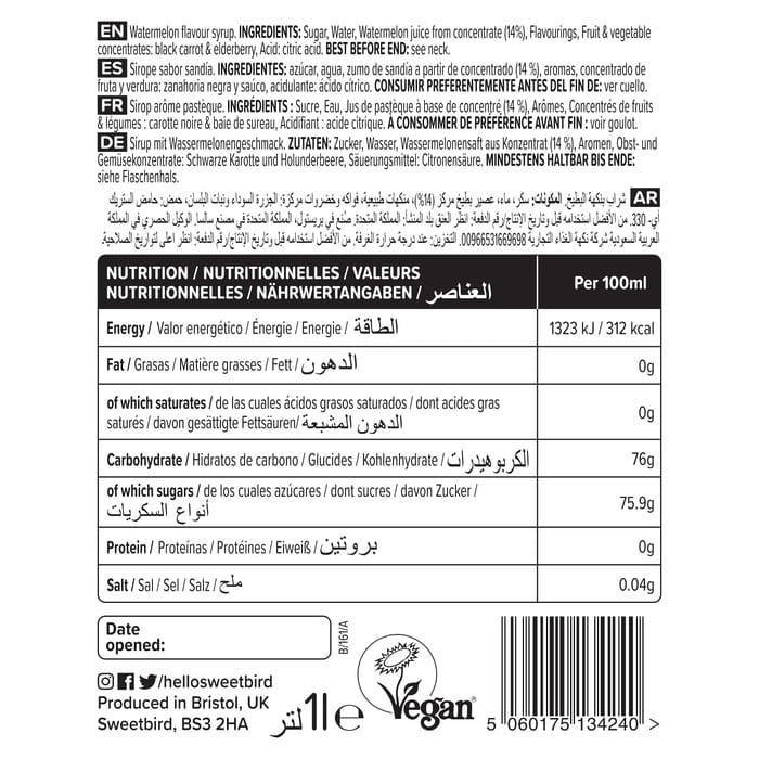Sweetbird Watermelon Fruit Syrup (1 Litre)